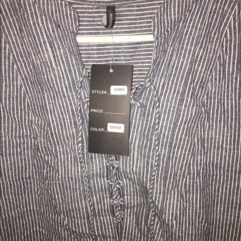 Denim and Stripped Dress - Picture 2 of 3